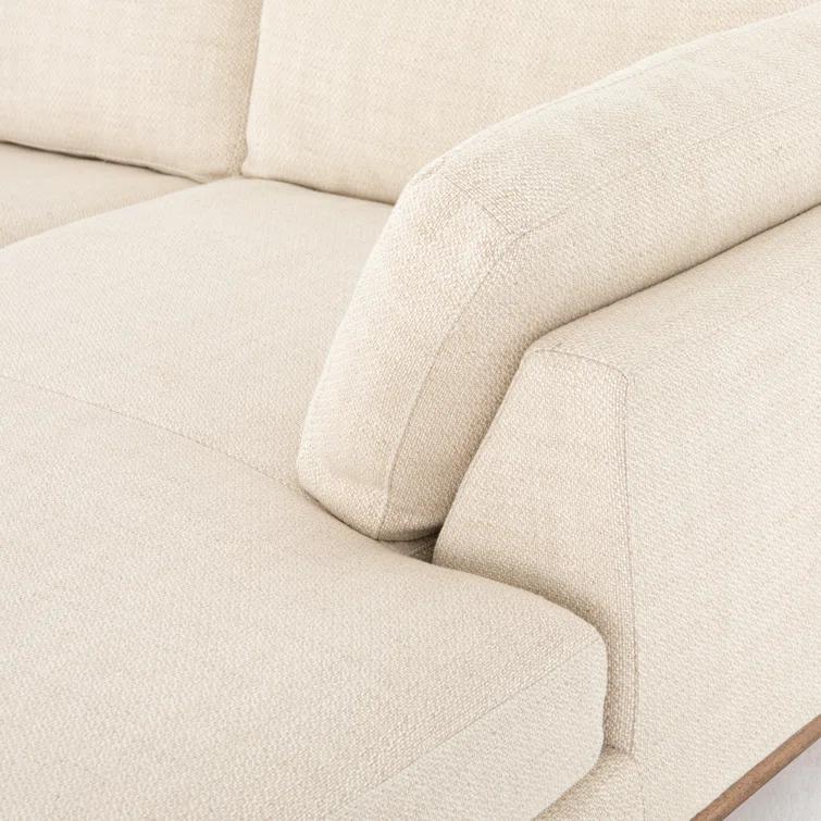 Everly Cream Fabric Two-Piece Sectional with Wood Base