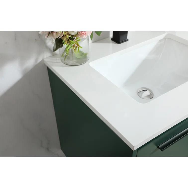 Wade Logan® Roman 24'' Single Bathroom Vanity with Engineered Marble Top