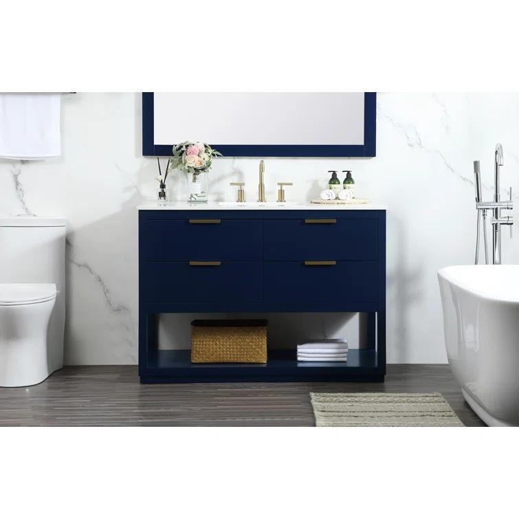 Hokku Designs Greenburg 48'' Single Bathroom Vanity with Engineered Marble Top