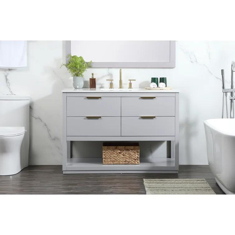 Greenburg 48'' Single Bathroom Vanity with Quartz Top