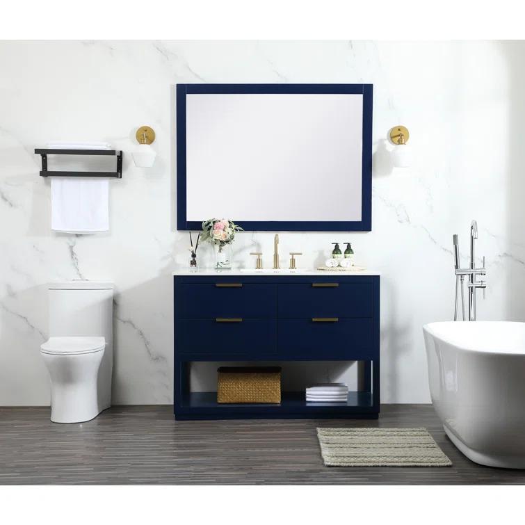Hokku Designs Greenburg 48'' Single Bathroom Vanity with Engineered Marble Top