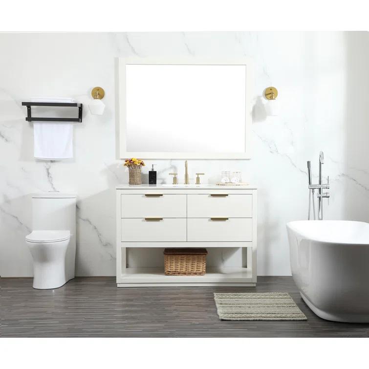Hokku Designs Greenburg 48'' Single Bathroom Vanity with Engineered Marble Top