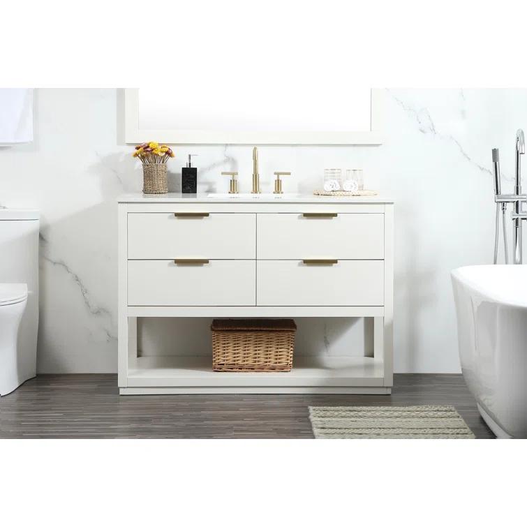 Hokku Designs Greenburg 48'' Single Bathroom Vanity with Engineered Marble Top