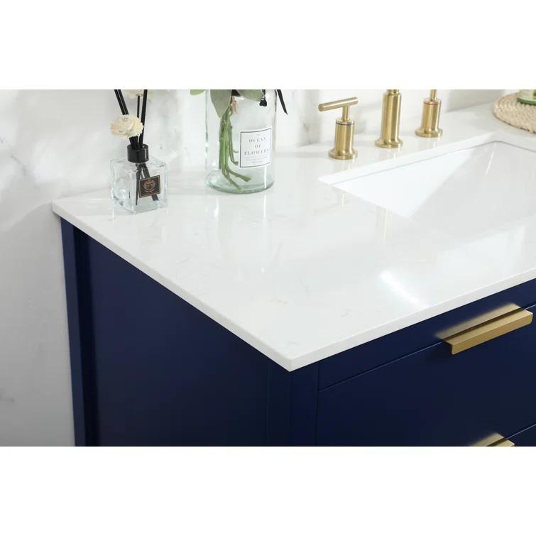 Hokku Designs Greenburg 48'' Single Bathroom Vanity with Engineered Marble Top