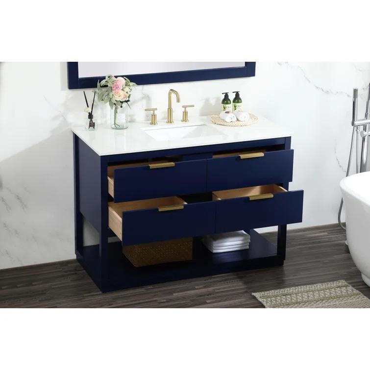 Hokku Designs Greenburg 48'' Single Bathroom Vanity with Engineered Marble Top
