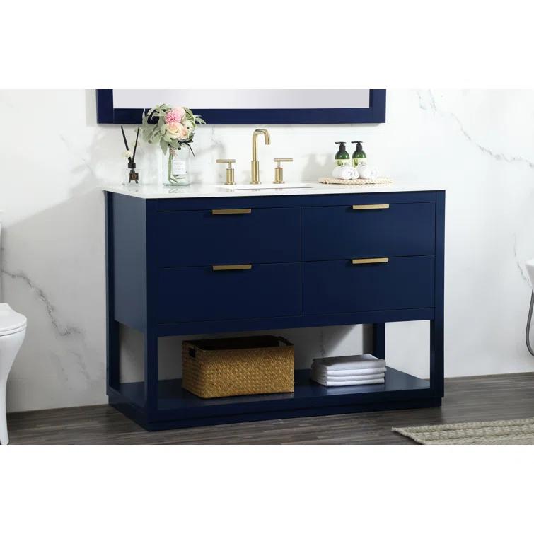 Hokku Designs Greenburg 48'' Single Bathroom Vanity with Engineered Marble Top