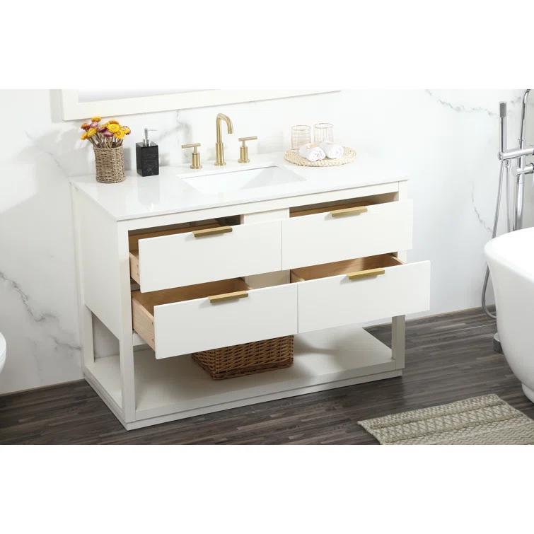 Hokku Designs Greenburg 48'' Single Bathroom Vanity with Engineered Marble Top