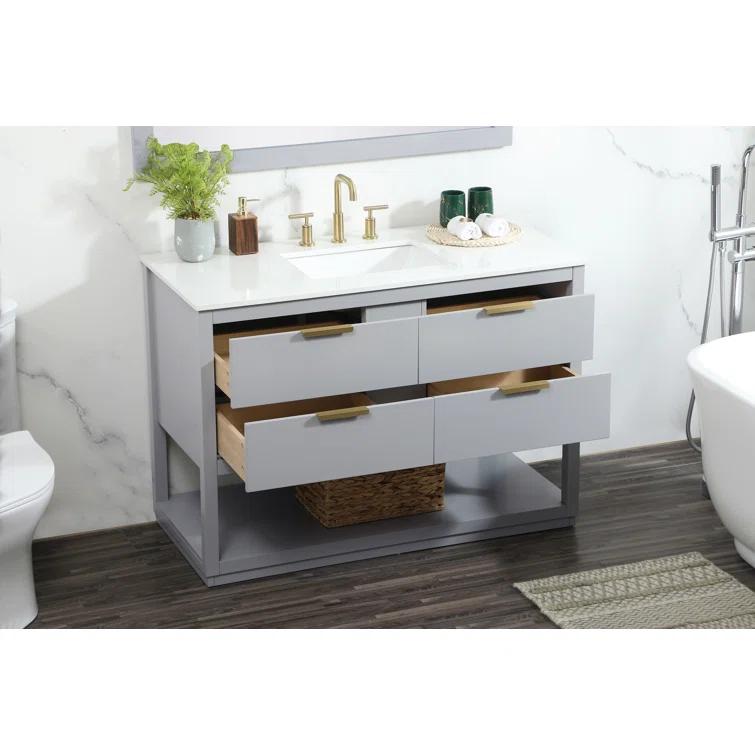 Greenburg 48'' Single Bathroom Vanity with Quartz Top