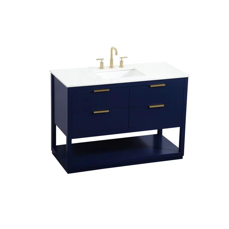 Hokku Designs Greenburg 48'' Single Bathroom Vanity with Engineered Marble Top