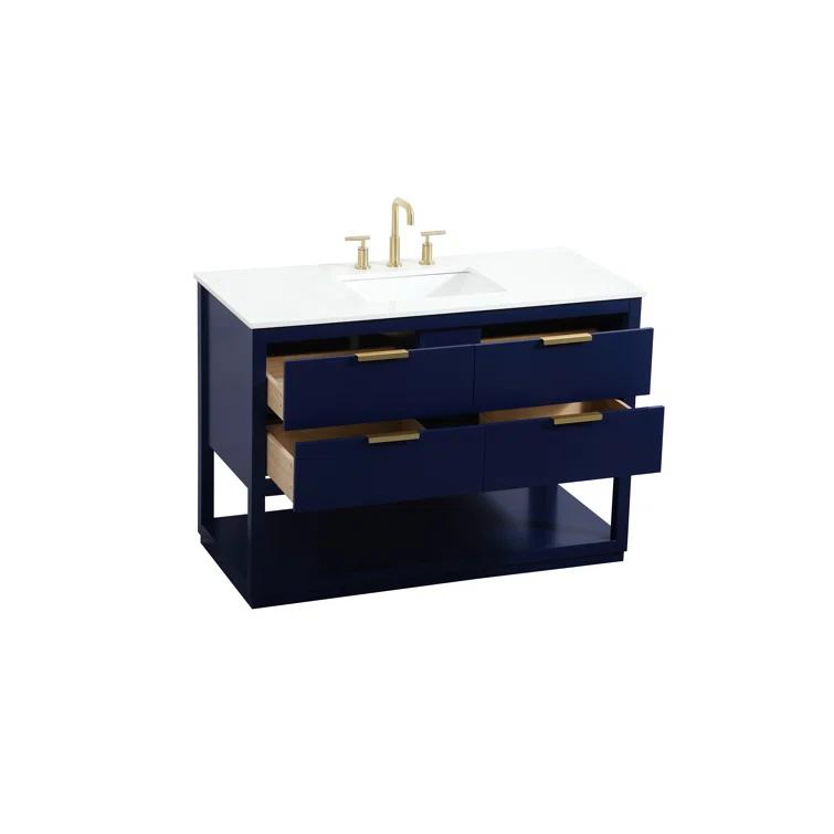 Hokku Designs Greenburg 48'' Single Bathroom Vanity with Engineered Marble Top