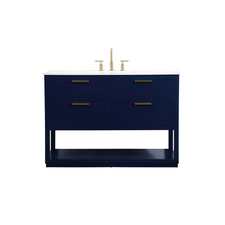 Hokku Designs Greenburg 48'' Single Bathroom Vanity with Engineered Marble Top