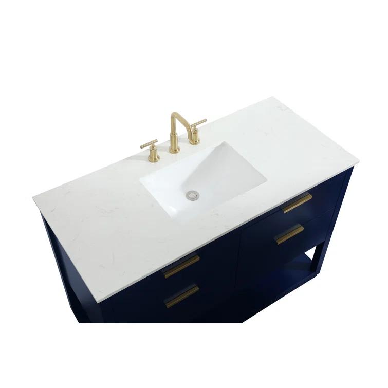 Hokku Designs Greenburg 48'' Single Bathroom Vanity with Engineered Marble Top
