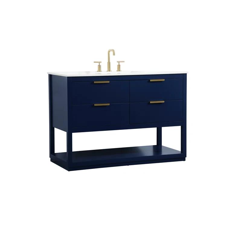 Hokku Designs Greenburg 48'' Single Bathroom Vanity with Engineered Marble Top