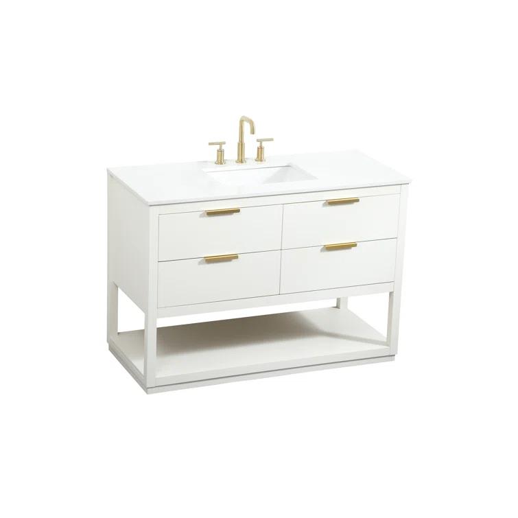 Hokku Designs Greenburg 48'' Single Bathroom Vanity with Engineered Marble Top