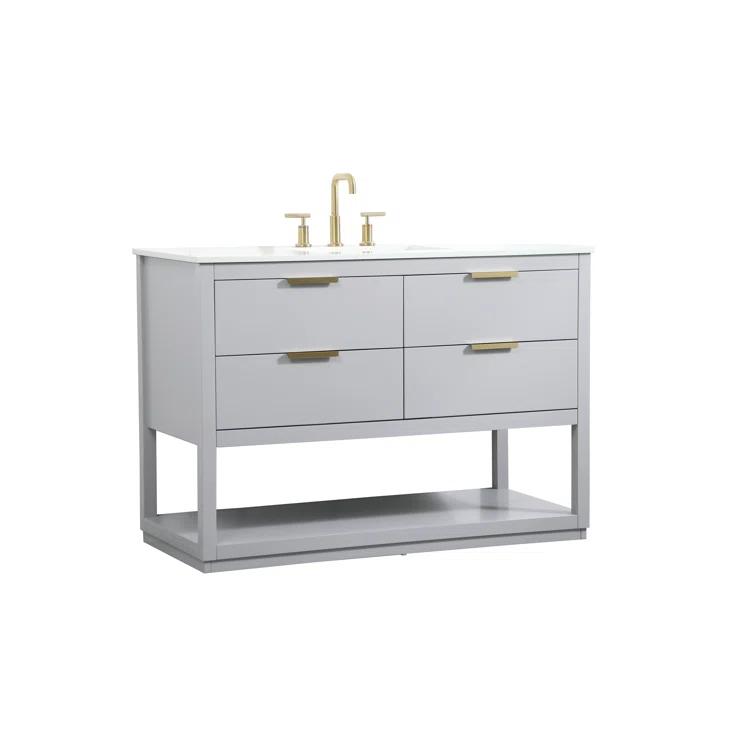 Greenburg 48'' Single Bathroom Vanity with Quartz Top