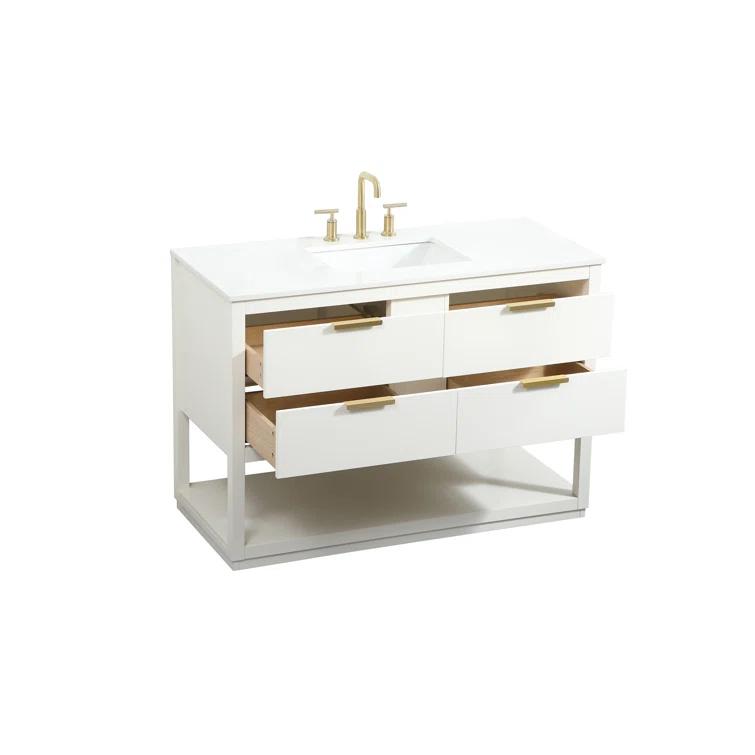 Hokku Designs Greenburg 48'' Single Bathroom Vanity with Engineered Marble Top