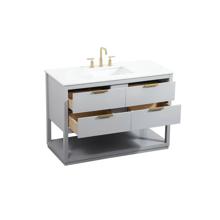 Greenburg 48'' Single Bathroom Vanity with Quartz Top
