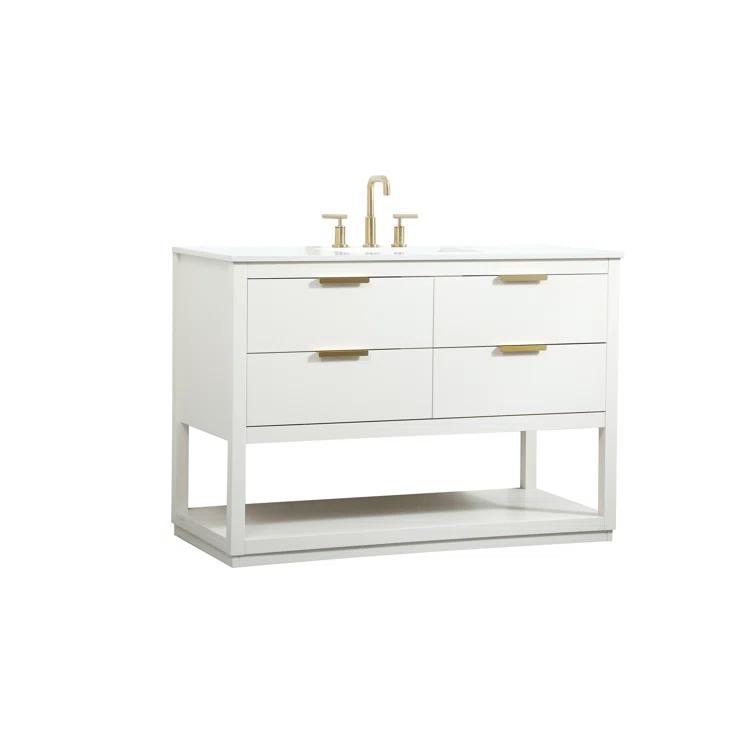Hokku Designs Greenburg 48'' Single Bathroom Vanity with Engineered Marble Top