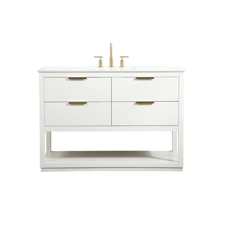 Hokku Designs Greenburg 48'' Single Bathroom Vanity with Engineered Marble Top