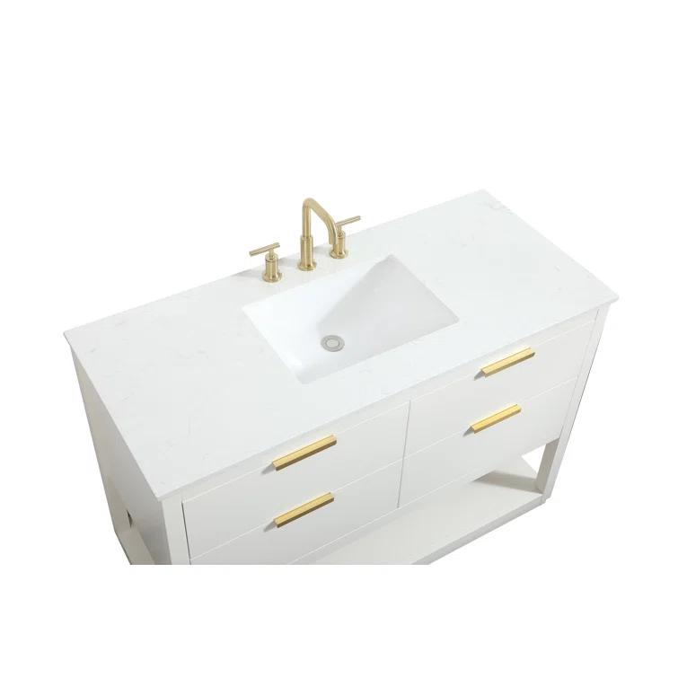 Hokku Designs Greenburg 48'' Single Bathroom Vanity with Engineered Marble Top