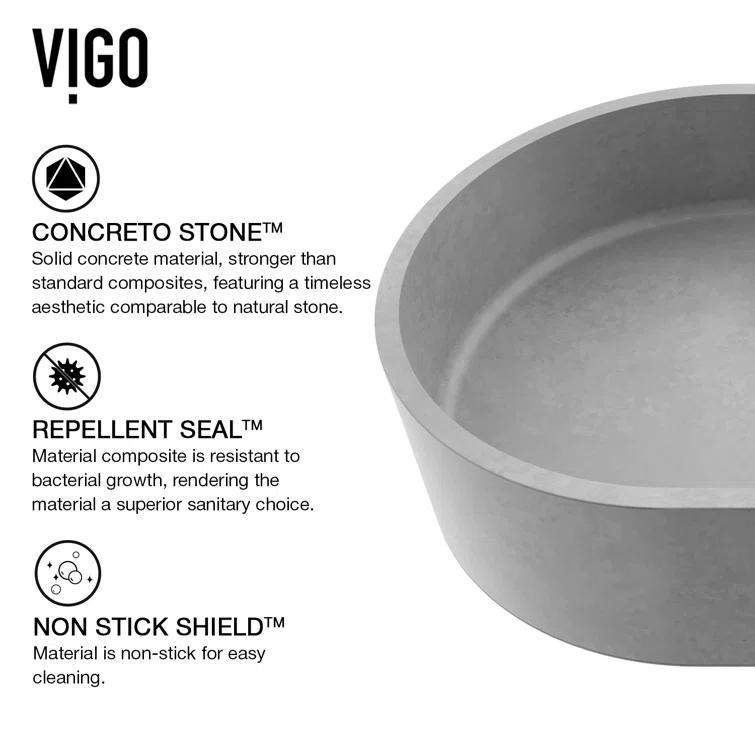 Sagrada Gothic 24" L x 14" W x 5" H Gray Handmade Oval Vessel Bathroom Sink