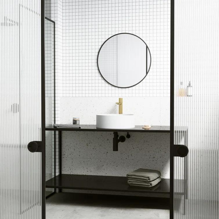 Montauk 15" L x 15" W x 5" H Matte White Handmade Round Vessel Bathroom Sink