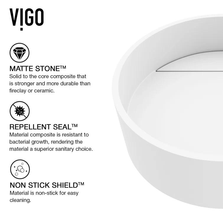 Montauk 15" L x 15" W x 5" H Matte White Handmade Round Vessel Bathroom Sink