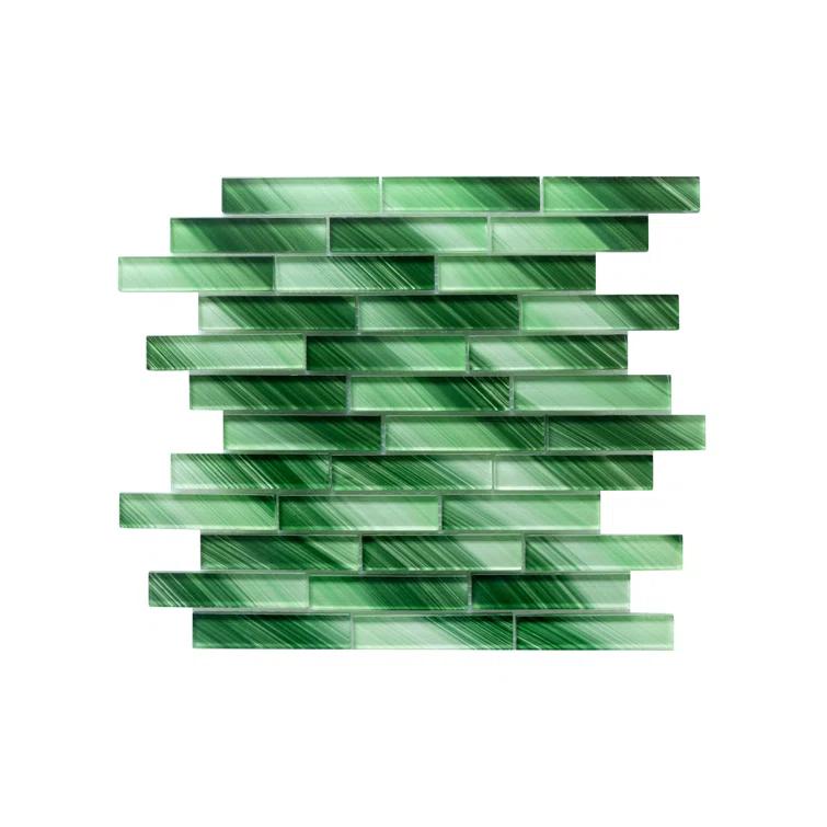 Premium Hand Painted 1" x 4" Straight Edge Glass Mosaic Tile