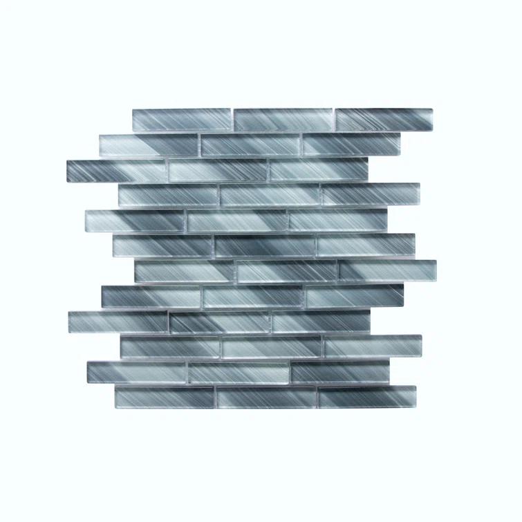 Premium Hand Painted 1" x 4" Straight Edge Glass Mosaic Tile