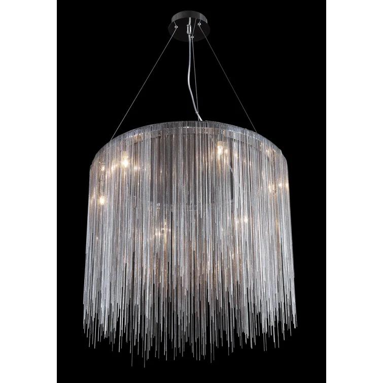 Elegant Chrome 24" LED Chandelier with Flowing Jewelry Chains