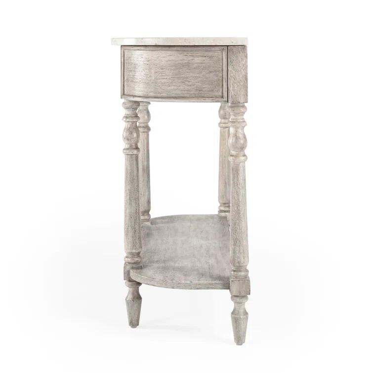 Aberdale Demilune Console Table with Storage in Umber and Marble