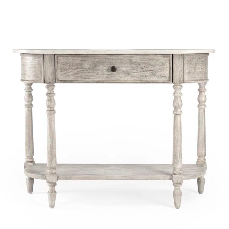 Aberdale Demilune Console Table with Storage in Umber and Marble