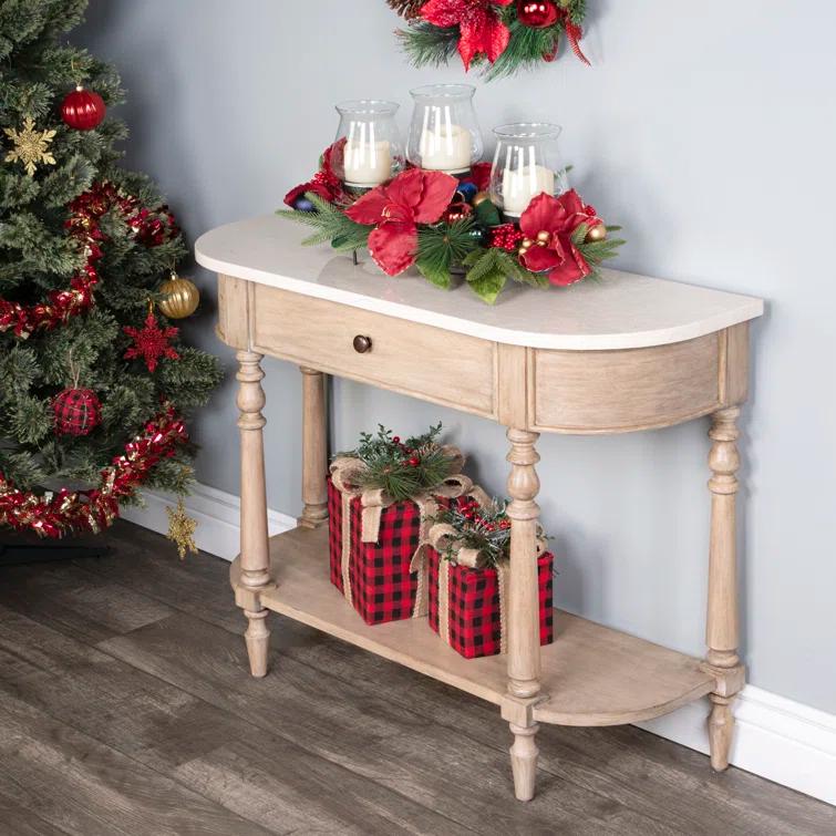 Danielle Marble 40" one- drawer Console Table