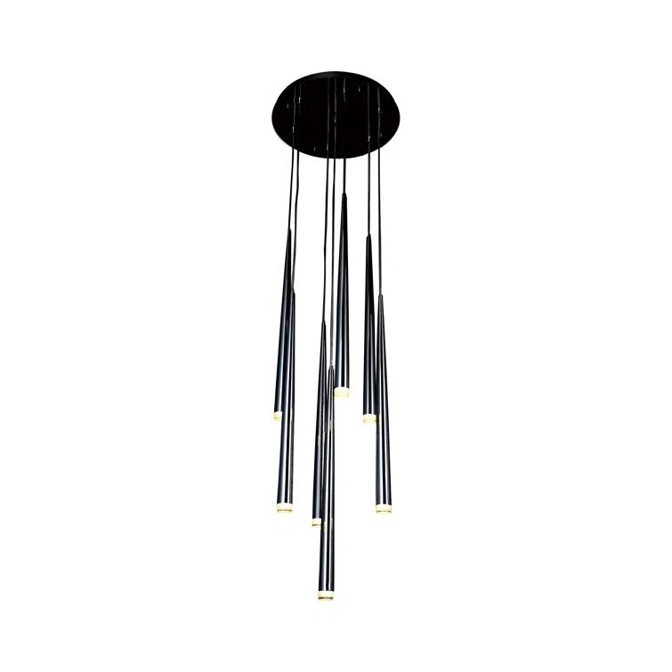 Black Chrome 7-Light Pendant with Glass Shades