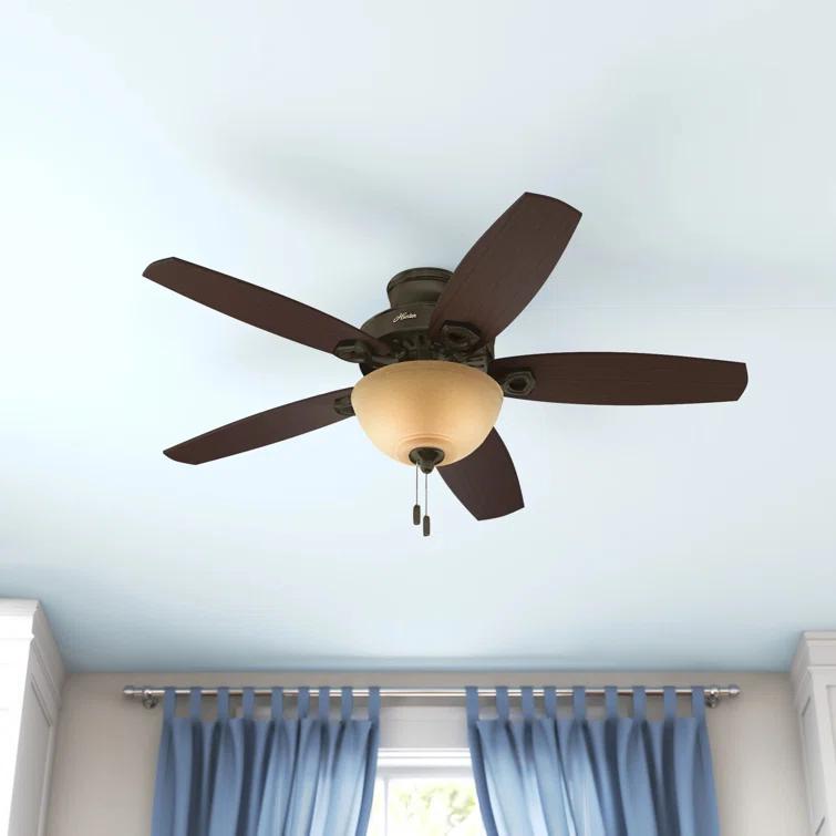 52" Builder Deluxe 5 - Blade Standard Ceiling Fan with Pull Chain and Light Kit Included