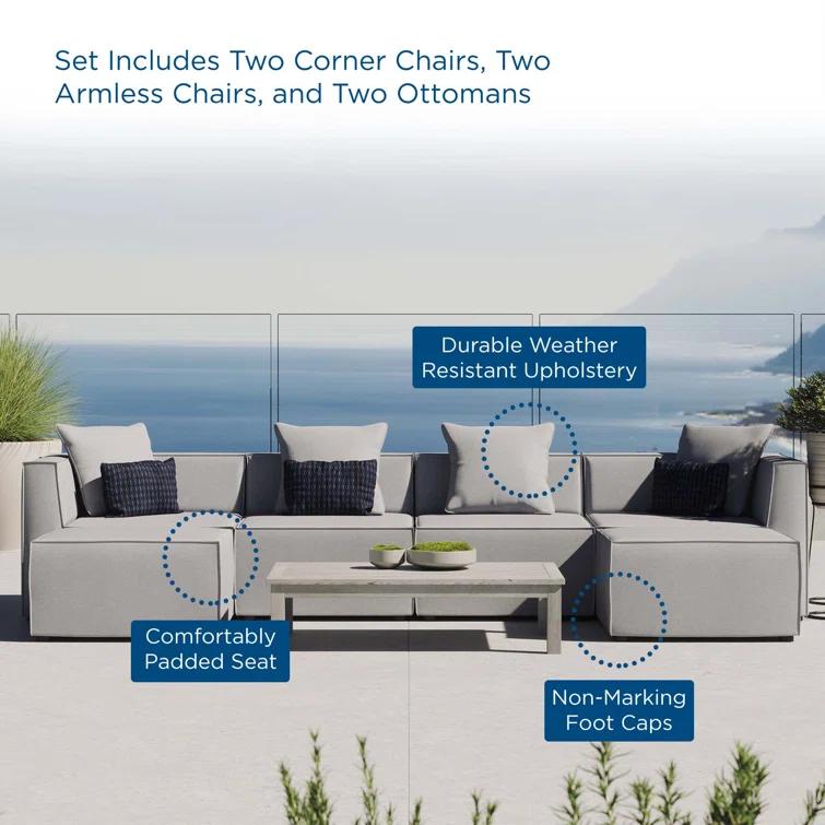 Modway Saybrook Outdoor Patio Upholstered 6-Piece Sectional Sofa