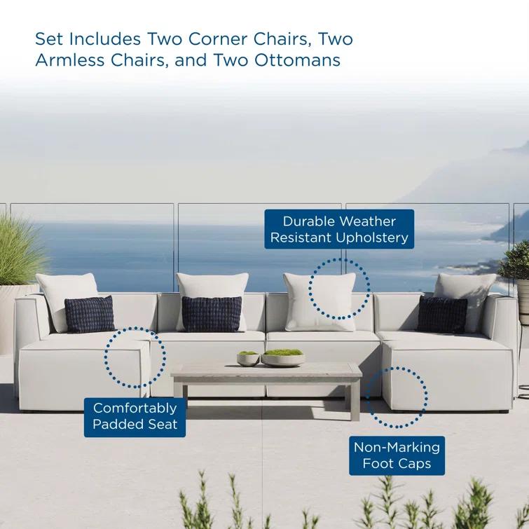 Modway Saybrook Outdoor Patio Upholstered 6-Piece Sectional Sofa