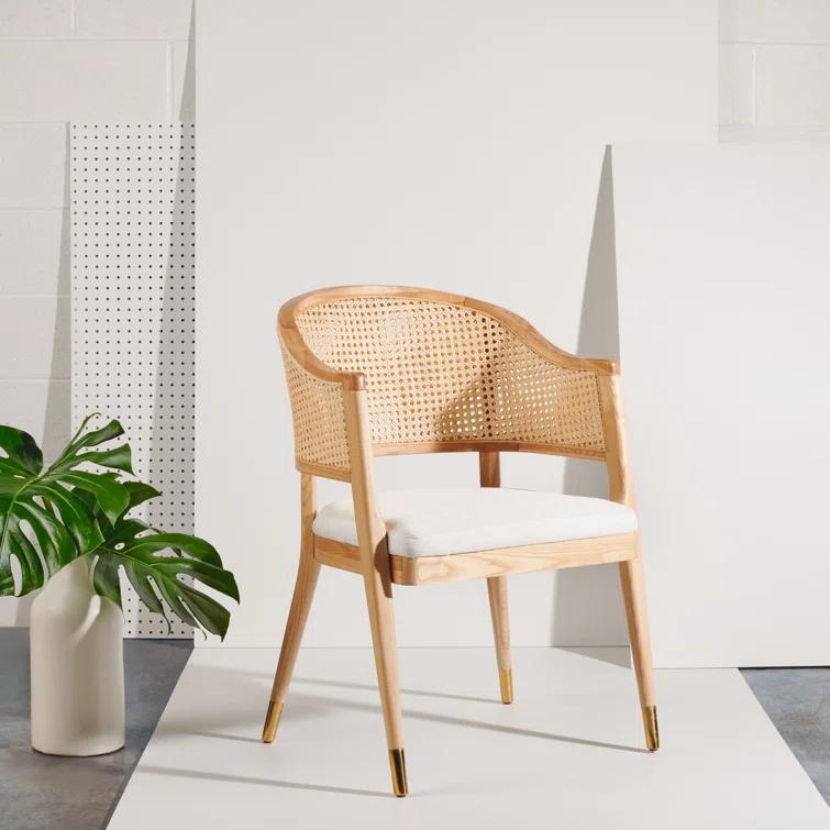 Rogue Chic Black Rattan and Cane Mid-Century Arm Chair