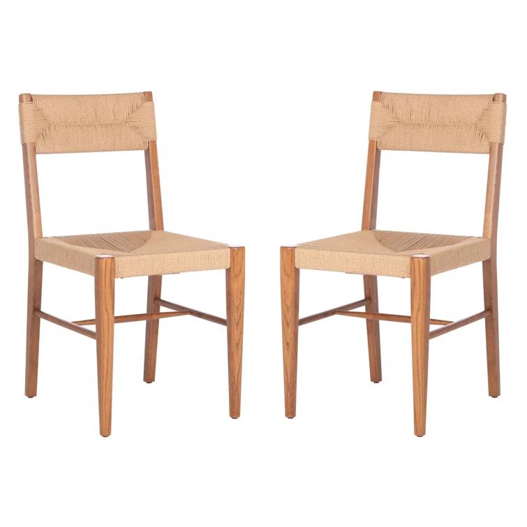 SAFAVIEH Couture Cody Coastal Rattan Solid Dining Chair, Natural (Set of 2)