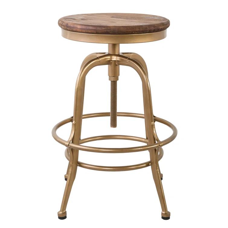 Piper 26" Brown and Brass Adjustable Metal Counter Stool