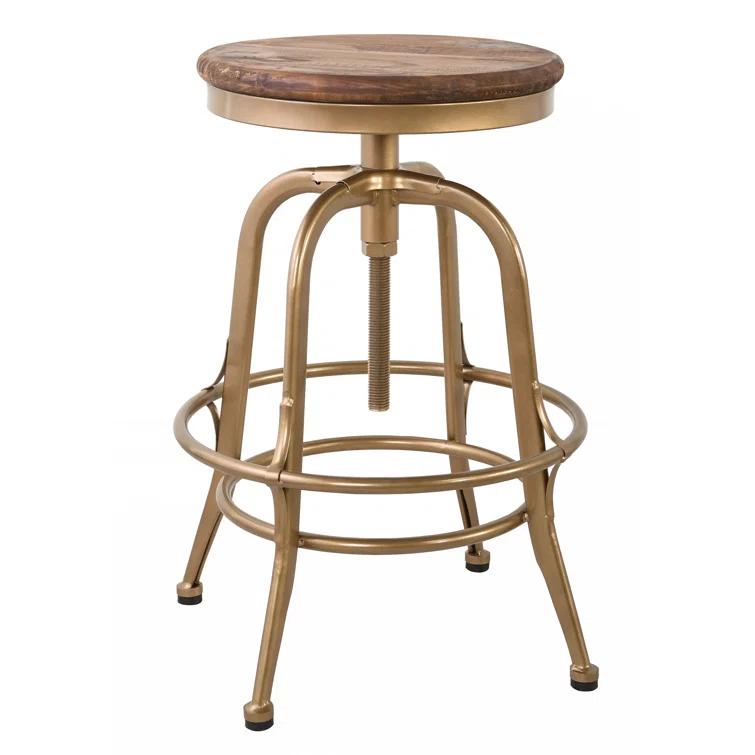 Piper 26" Brown and Brass Adjustable Metal Counter Stool