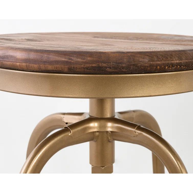Piper 26" Brown and Brass Adjustable Metal Counter Stool