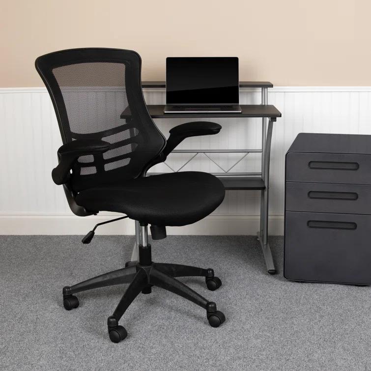 Jayetta Mid-Back Mesh Swivel Ergonomic Office Chair with Flip-Up Arms