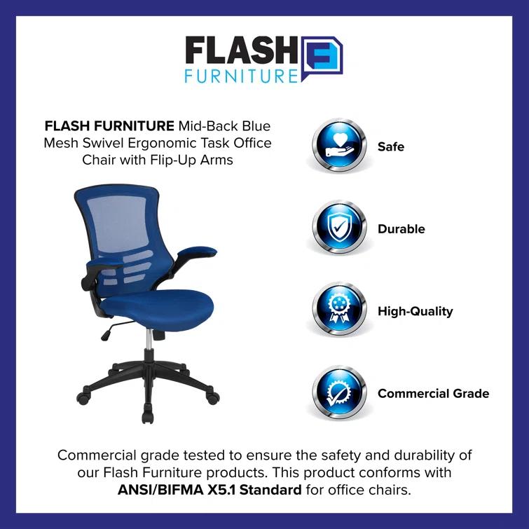 Jayetta Mid-Back Mesh Swivel Ergonomic Office Chair with Flip-Up Arms