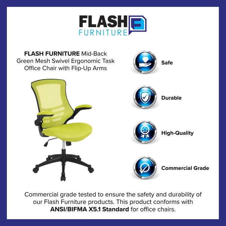 Jayetta Mid-Back Mesh Swivel Ergonomic Office Chair with Flip-Up Arms