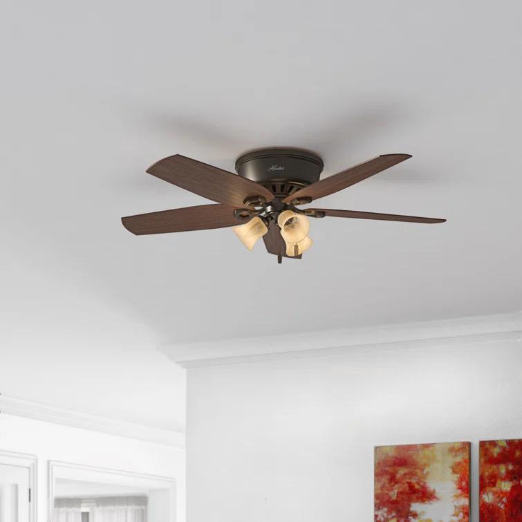 Hunter Fan 42" Builder Low Profile 5 - Blade Flush Mount Ceiling Fan with Pull Chain and Light Kit Included