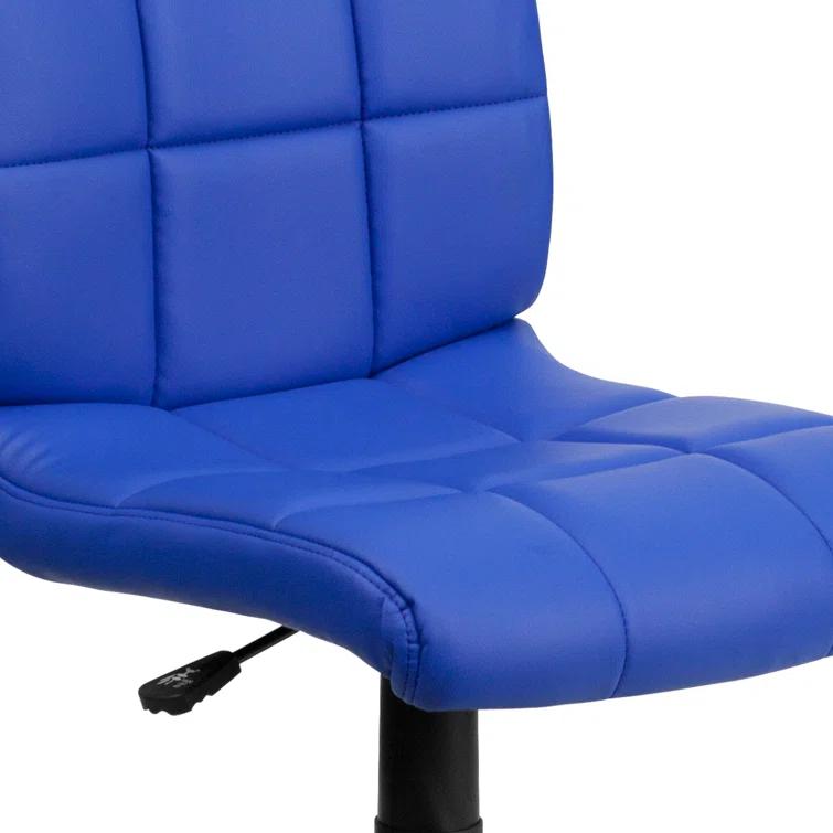 Mid-Back Blue Quilted Vinyl Armless Task Chair