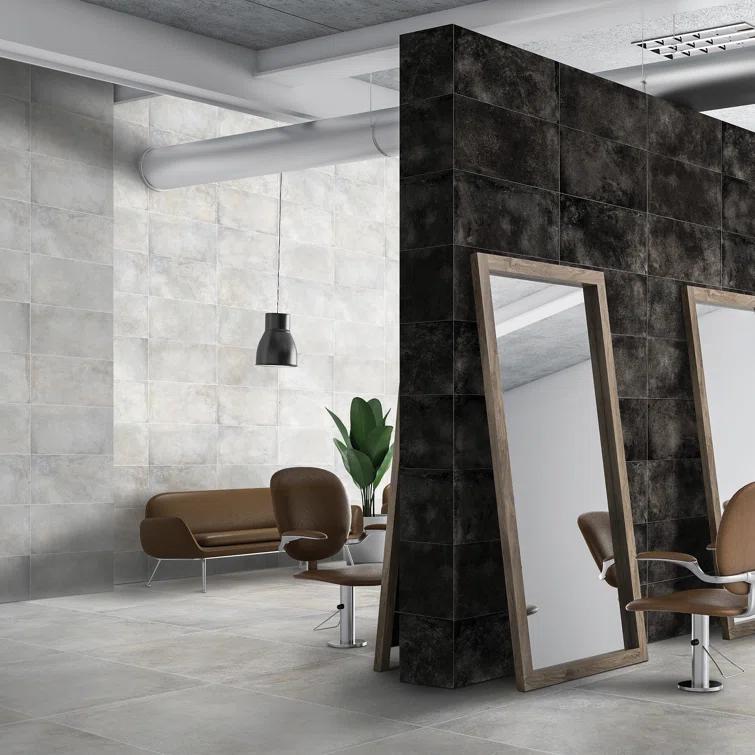Large Format 12" x 24" Porcelain Concrete Look Wall & Floor Tile