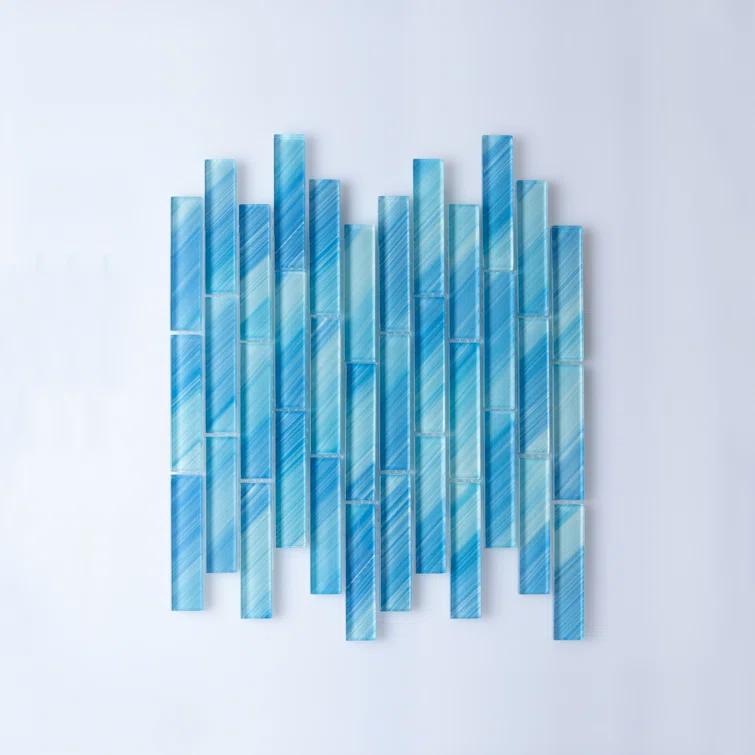 Premium Hand Painted 1" x 4" Straight Edge Glass Mosaic Tile