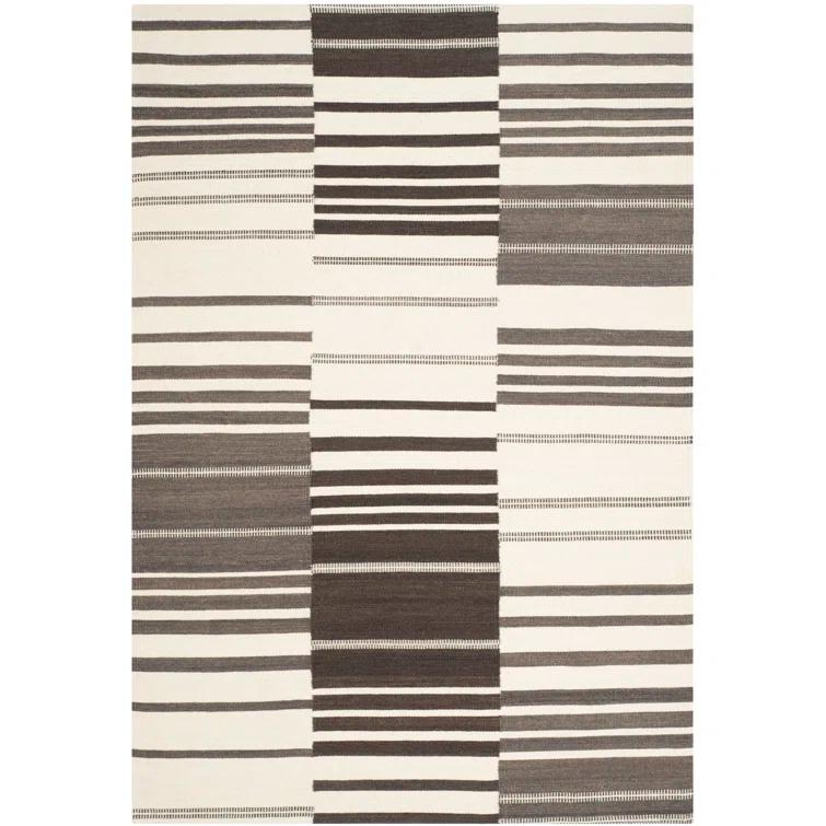 Kilim Hand Woven Flat Weave 80% Wool, 20% Cotton Striped Rug